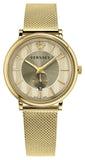 Versace V Circle Quartz Gold Dial Gold Mesh Bracelet Watch For Men - VBQ070017 Authentic Buy Shop Now
