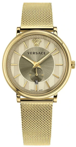 Versace V Circle Quartz Gold Dial Gold Mesh Bracelet Watch For Men - VBP07017 Authentic Buy Shop Now