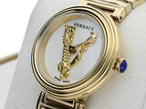 Versace Mini Virtus Quartz White Dial Gold Steel Strap Watch For Men - VET300221 Authentic Buy Shop Now