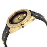 Versace Shadov Quartz Gold Dial Black Leather Strap Watch for Women - VEBM01118 Authentic Buy Shop Now
