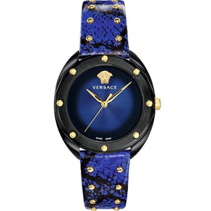 Versace Shadov Quartz Black Dial Blue Leather Strap Watch for Men - VEBM00418 Authentic Buy Shop Now