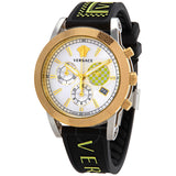 Versace Sports Tech Chronograph Silver Dial Black Rubber Strap Watch for Women - VELT00519 Authentic Buy Shop Now