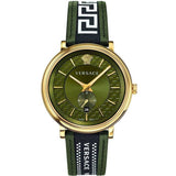 Versace V-Circle Quartz Green Dial Green Leather Strap Watch for Men - VEBQ01519 Authentic Buy Shop Now