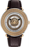 Versace V Metal Icon Quartz Silver Dial Brown Leather Strap Watch For Men - VQL010015 Authentic Buy Shop Now