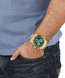 Versace V-Ray Chronograph Quartz Green Dial Gold Steel Strap Watch For Men - VE2I00621 Authentic Buy Shop Now