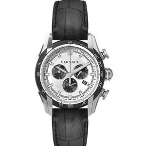 Versace V-Ray Quartz Silver Dial Black Leather Strap Watch for Men - VDB010014 Authentic Buy Shop Now
