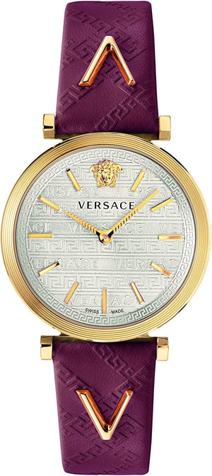 Versace V-Twist Silver Dial Red Leather Strap Watch for for Women - VELS00519 Authentic Buy Shop Now