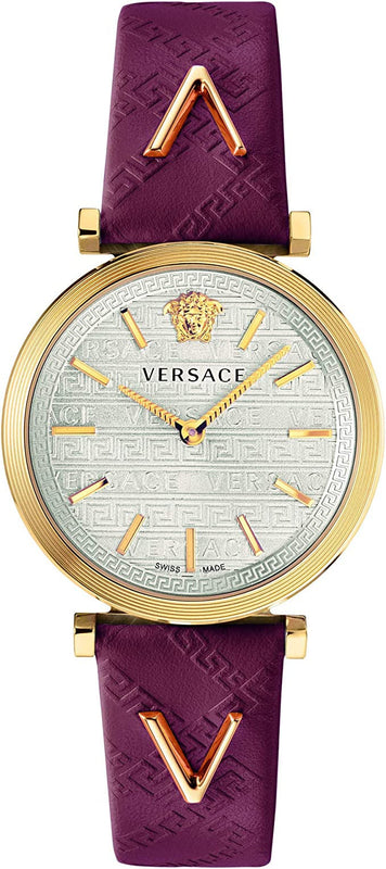 Versace V-Twist Silver Dial Red Leather Strap Watch for for Women - VELS00519 Authentic Buy Shop Now