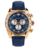 Versace V-Ray Blue Chronograph Blue Dial Blue Leather Strap Watch for Men - VDB030014 Authentic Buy Shop Now