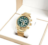 Versace V-Ray Chronograph Quartz Green Dial Gold Steel Strap Watch For Men - VE2I00621 Authentic Buy Shop Now