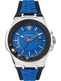 Versace Chain Reaction Quartz Blue Dial Blue & Black Leather Strap Watch for Men - VEDY00119 Authentic Buy Shop Now