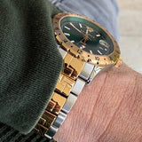 Versace Hellenyium GMT Green Dial Two Tone Steel Strap Watch for Men - V11050015 Authentic Buy Shop Now