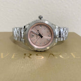 Versace Hellenyium Pink Dial Silver Steel Strap Watch for Women - V12010015 Authentic Buy Shop Now