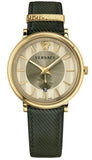 Versace V-Circle Manifesto Gold Dial Black Leather Strap Watch for Men - VBQ030017 Authentic Buy Shop Now