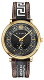 Versace V-Circle Quartz Black Dial Brown Leather Strap Watch for Men - VEBQ01619 Authentic Buy Shop Now