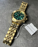 Versace V-Ray Chronograph Quartz Green Dial Gold Steel Strap Watch For Men - VE2I00621 Authentic Buy Shop Now