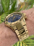 Versace Classic Chronograph Quartz Blue Dial Gold Steel Strap Watch For Men - VEV700619 Authentic Buy Shop Now