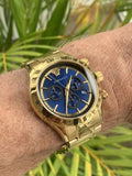 Versace Classic Chronograph Quartz Blue Dial Gold Steel Strap Watch For Men - VEV700619 Authentic Buy Shop Now