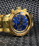 Versace Classic Chronograph Quartz Blue Dial Gold Steel Strap Watch For Men - VEV700619 Authentic Buy Shop Now