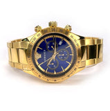 Versace Classic Chronograph Quartz Blue Dial Gold Steel Strap Watch For Men - VEV700619 Authentic Buy Shop Now
