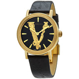 Versace Virtus Quartz Black Dial Black Leather Strap Watch for Women - VEHC00119 Authentic Buy Shop Now