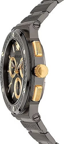Versace Greca Icon Quartz Black Dial Black Steel Strap Watch For Men - VEZ900521 Authentic Buy Shop Now
