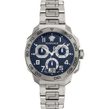 Versace Dylos Chronograph Blue Dial Silver Steel Strap Watch for Men - VQC090016 Authentic Buy Shop Now