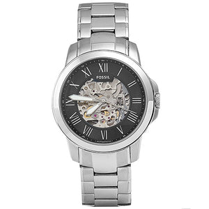 Fossil Grant Automatic Skeleton Black Dial Silver Steel Strap Watch for Men - ME3103 Authentic Buy Shop Now