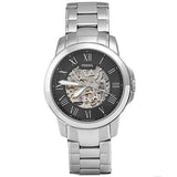 Fossil Grant Automatic Skeleton Black Dial Silver Steel Strap Watch for Men - ME3103 Authentic Buy Shop Now