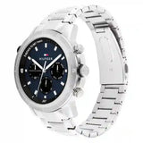 Tommy Hilfiger Troy Chronograph Blue Dial Silver Steel Strap Watch For Men - 1792104 Authentic Buy Shop Now