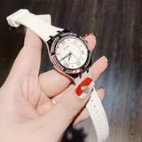 Guess Sparkling Silver Dial White Rubber Strap Watch For Women - GW0032L1 Authentic Buy Shop Now