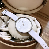 Calvin Klein Rise White Grey Dial White Leather Strap Watch for Women - K7A231L6 Authentic Buy Shop Now