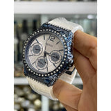 Guess Starlight Diamonds Silver Dial White Rubber Strap Watch for Women - W0846L7 Authentic Buy Shop Now