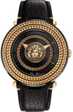 Versace V Metal Icon Black Dial Black Leather Strap Watch For Men - VQL020015 Authentic Buy Shop Now