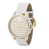 Marc Jacobs Lidia Stripe White Dial White Leather Strap Watch for Women - MBM1164 Authentic Buy Shop Now
