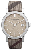 Burberry The City Beige Dial Chequered Brown Leather Strap Watch for Women - BU9029 Authentic Buy Shop Now