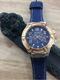 Guess Rigor Analog Blue Dial Blue Denim Strap Watch For Men - W0040G6 Authentic Buy Shop Now