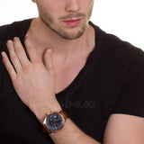 Guess Persuit Chronograph Blue Dial Brown Leather Strap Watch for Men - W0500G1 Authentic Buy Shop Now