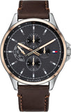 Tommy Hilfiger Shawn Multifunction Grey Dial Brown Leather Strap Watch for Men - 1791615 Authentic Buy Shop Now