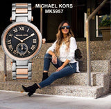 Michael Kors Skylar Black Dial Two Tone Steel Strap Watch for Women - MK5957 Authentic Buy Shop Now