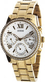 Guess Mini Sunrise Diamonds Silver Dial Gold Steel Strap Watch for Women - W0623L3 Authentic Buy Shop Now