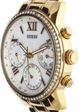 Guess Mini Sunrise Diamonds Silver Dial Gold Steel Strap Watch for Women - W0623L3 Authentic Buy Shop Now