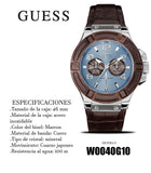 Guess Rigor Analogue Quartz Blue Dial Brown Leather Strap Watch For Men - W0040G10 Authentic Buy Shop Now