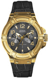Guess Rigor Analog Black Dial Black Leather Strap Watch For Men - W0040G4 Authentic Buy Shop Now