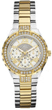 Guess Viva Diamonds Silver Dial Two Tone Steel Strap Watch for Women - W0111L5 Authentic Buy Shop Now