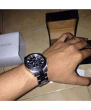 Guess Chaser Chronograph Black Dial Silver Steel Strap Watch for Men - W0170G1 Authentic Buy Shop Now