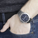 Guess Rigor Quartz Black Dial Silver Steel Strap Watch For Men - W0218G2 Authentic Buy Shop Now