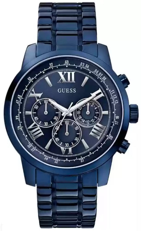 Guess Horizon Chronograph Black Dial Blue Steel Strap Watch For Men - W0379G5 Authentic Buy Shop Now