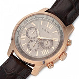 Guess Horizon Quartz Champagne Dial Brown Leather Strap Watch For Women - W0380G4 Authentic Buy Shop Now