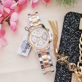 Guess Mini Sunrise Analog Silver Dial Two Tone Steel Strap Watch For Women - W0448L4 Authentic Buy Shop Now